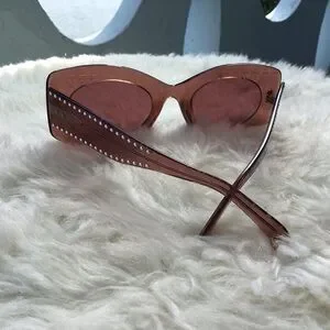 Alaia Paris Oval Blush Amber Studded Sunglasses Made in Italy Alaia | Accessories | Alaia Paris Oval Blush Amber Studded  main image 2